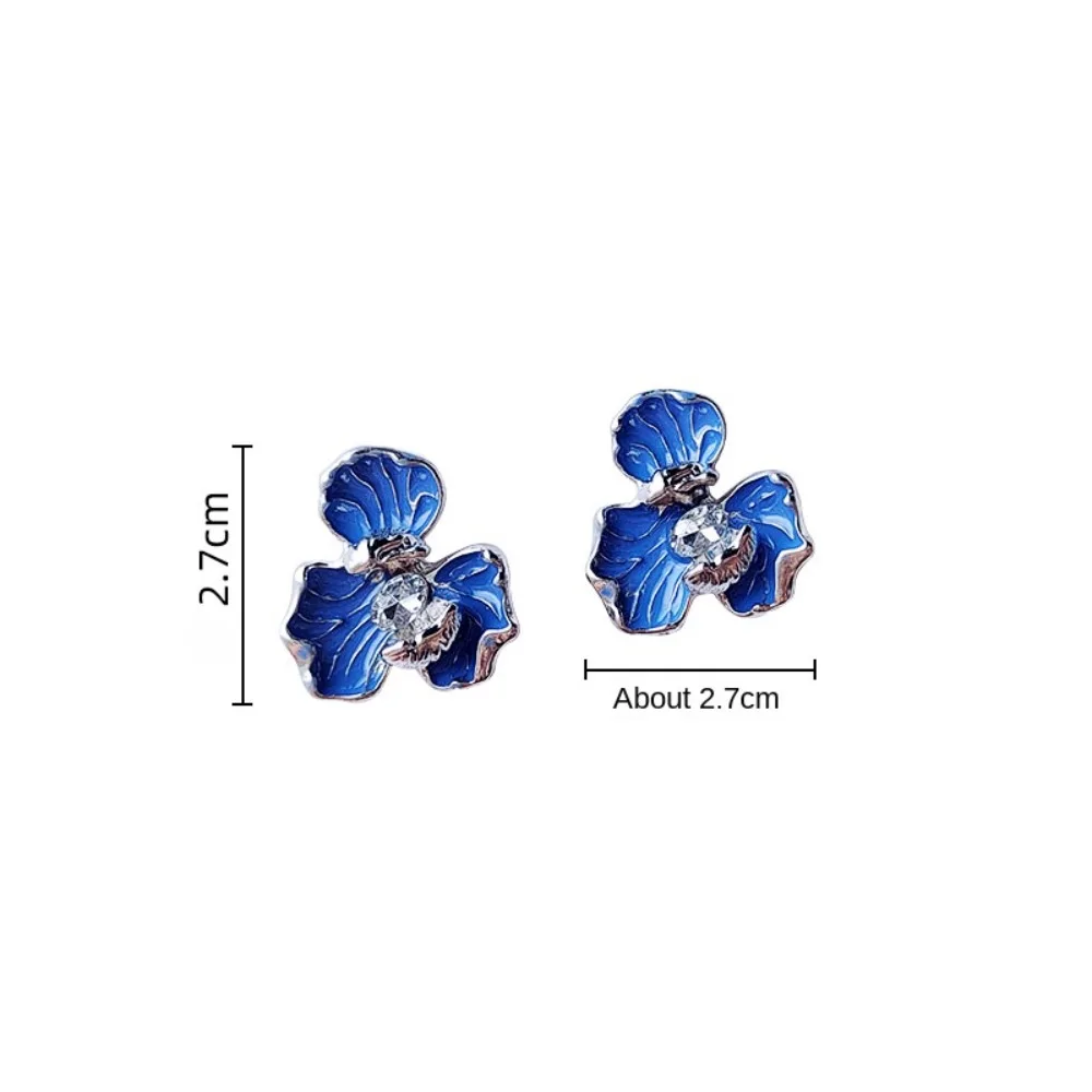 Delicate Alloy Charm Floral Earrings Electroplate Stereoscopic Earrings Iris Flower Earrings