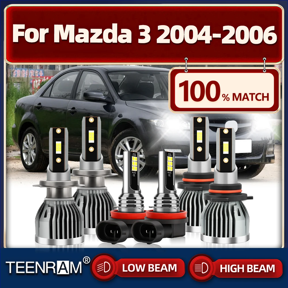 

360W Turbo LED Head Lamps Bulbs 60000LM CSP Chips Car Headlight 6000K White Fog Lights 12V 24V For Mazda 3 2004 2005 2006