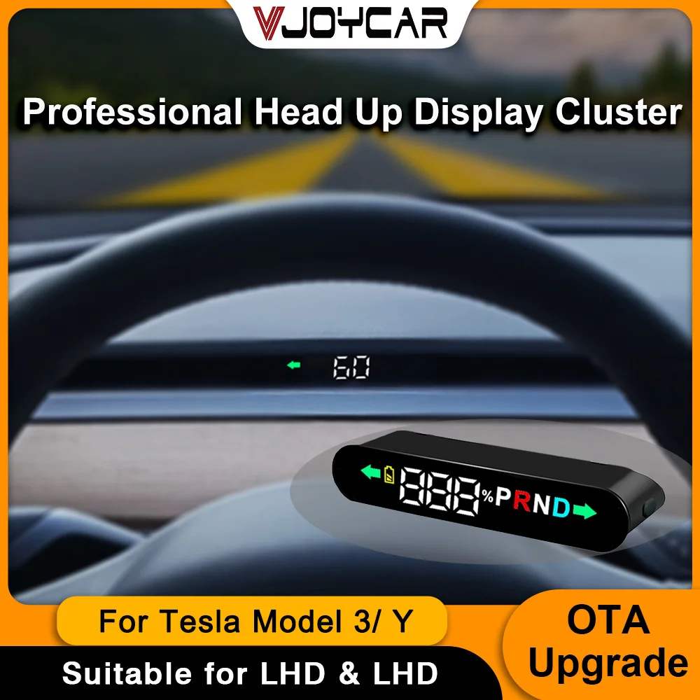 Hot Car Dashboard Hidden HUD Cluster for Tesla Model 3/Y Car Accessories Speed Gear Turning Light Battery Free Software Upgrade