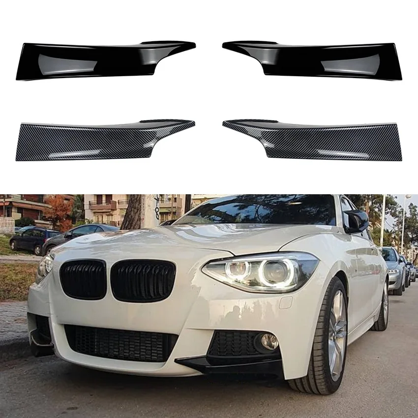 

2012 To 2014 For BMW 1 Series F20 F21 M Sport Style Canard Cover Trim Splitter Front Bumper Lip Spoiler Gloss Black Carbon Fiber