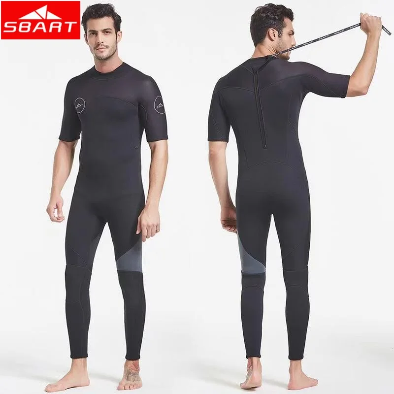 SBART 3mm Neoprene Wetsuit Men Winter Warm Full Body Diving Suit Surfing Spearfishing Scuba Snorkeling Clothes Swimming Swimsuit