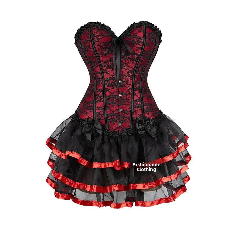 

Корсет Princ Sle Dance Par Corset Dr Hot Cute ort из полиэфирного волокна с кружевной юбкой, для дома, в стиле бэтвинг.
