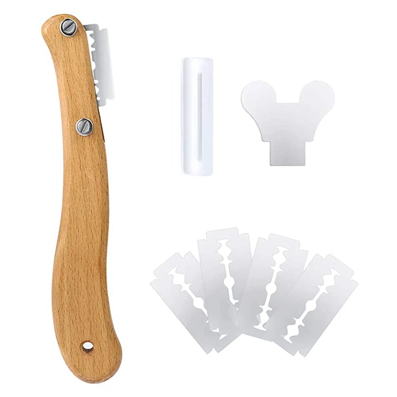 Bread Lame With Wooden Handle, Bread Bakers Lame Slashing Tool, Bread Slicer Cake Cutter, Dough Making Slasher Tools