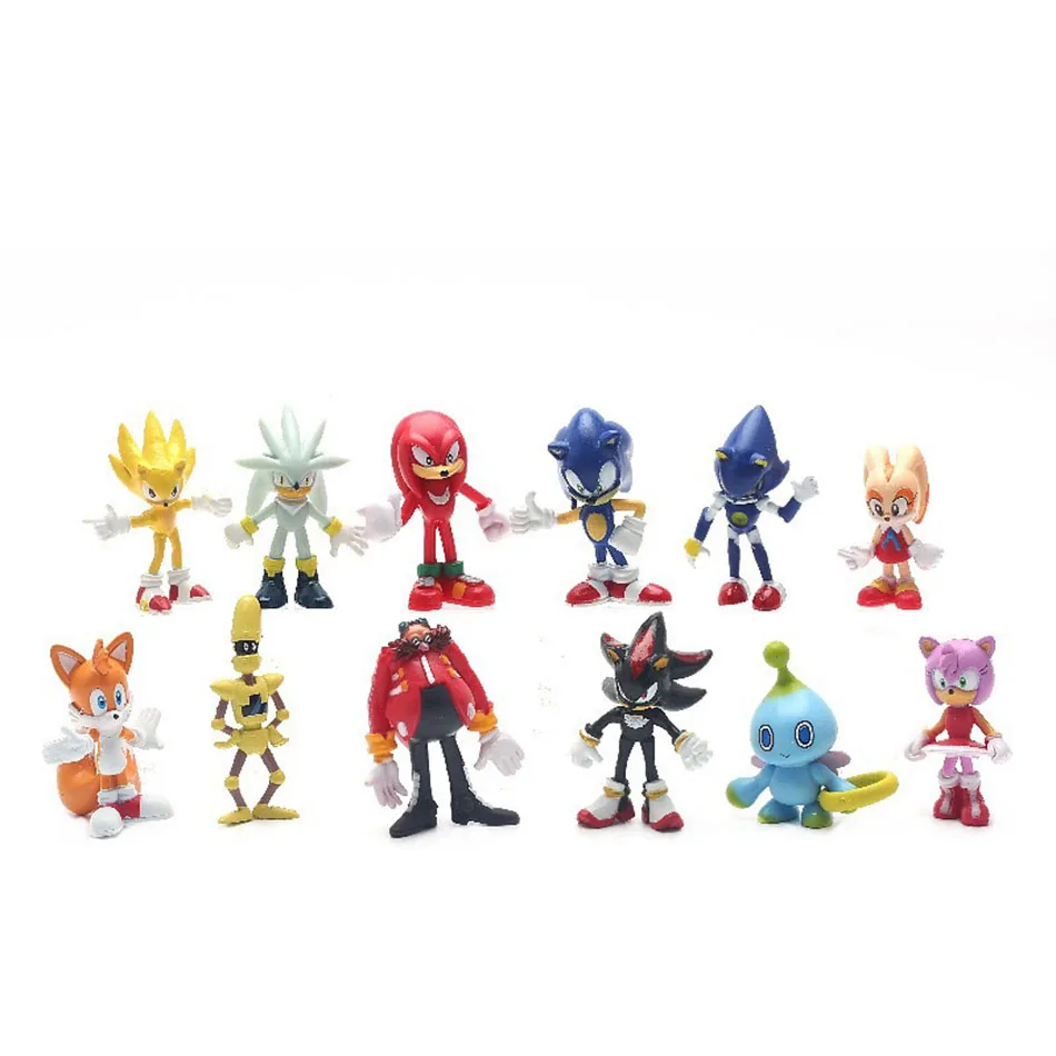 Mini figurines Sonic Rick en PVC pour enfants, poupées modèles, jouet animal mignon, Kasgehog Shadow Tail, cadeau d'anniversaire, 5-6cm, nouveau, ensemble de 12 pièces