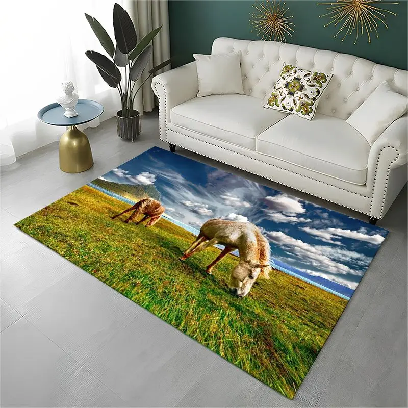 Wild Horse Pentium Steed Large Area Rug Non-slip Durable Carpet for Bedroom Living Room Sofa Doormat Home Decor Floor Mat Gift
