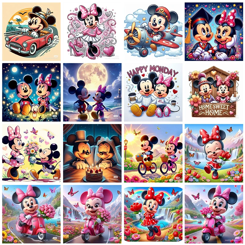 Ręcznie robiony zestaw do malowania diamentów Disney Animal Mickey Minnie Haft krzyżykowy Diamentowa mozaika Dekoracja domu