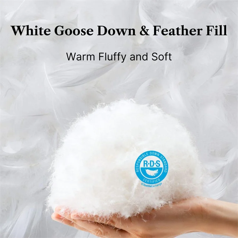Luxurious 100% Goose Down Duvet Insert Warm Winter Quilt King Queen Full Customized Size Comforter for All Season Bed Blanket