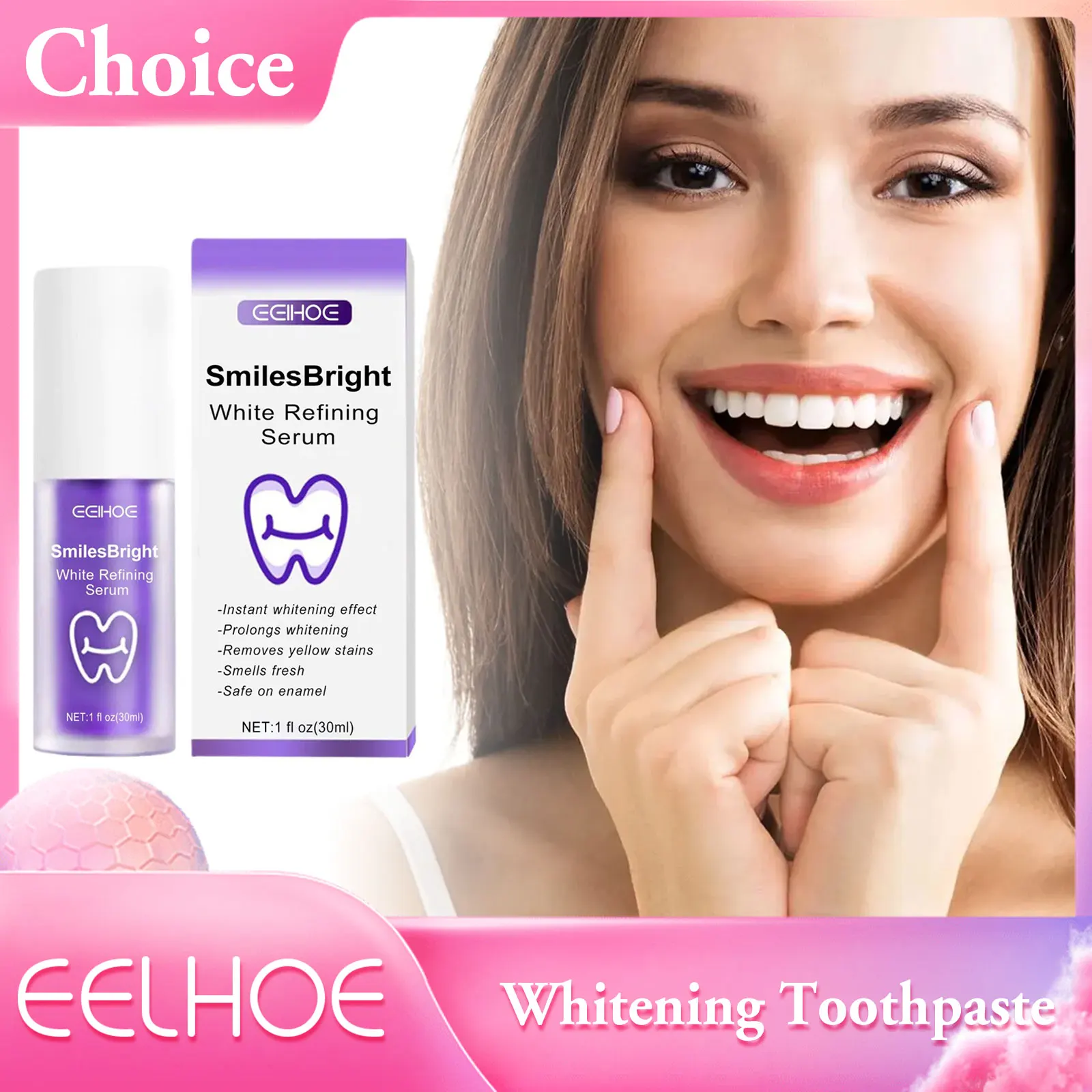 

Whitening Purple Toothpaste Removing Tooth Stains Oral Deep Cleansing Breath Freshens Teeth Brighten Color Corrector Toothpaste