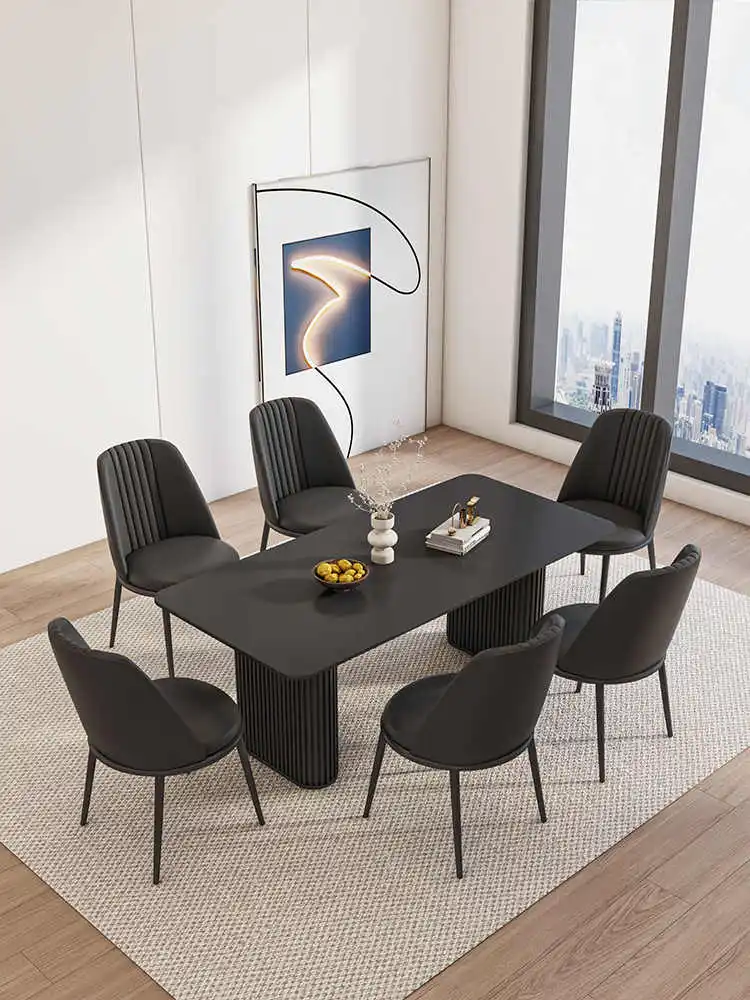 Minimalist Modern Dining Table White Sintered Top 4-8 Seater Wooden Panel Style For Home Furniture For Apartments
