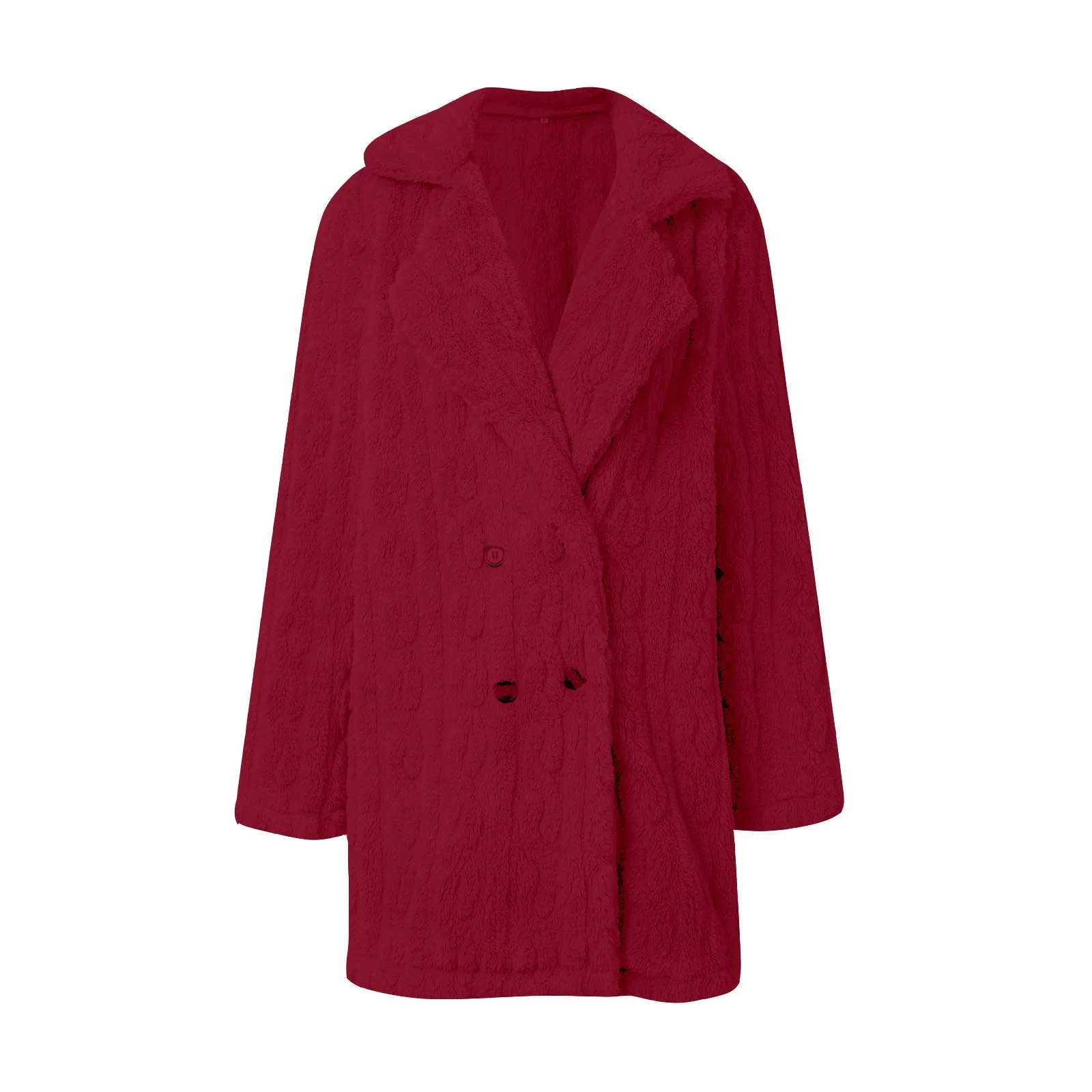 

2024 Autumn WInter Warm Mid-Length Fleece Overcaots Elegant Women Loose Casual Double Breasted Turn Down Collar Outwears Jackets