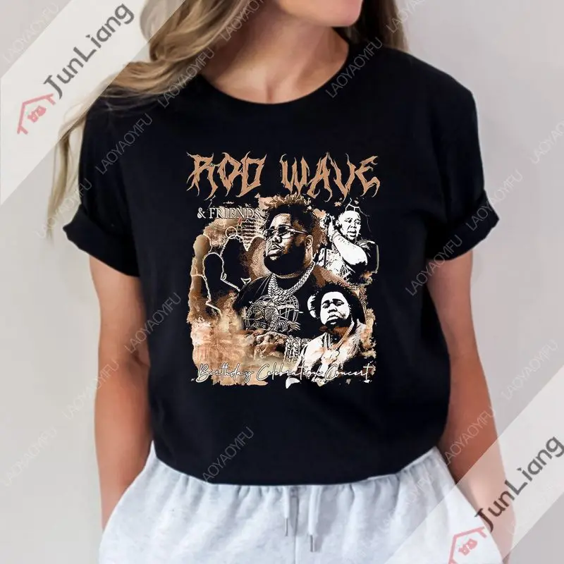 Rapper Rod Wave Final Tour 2024 Album T-shirt Male Hip Hop Gothic Fashion retro oversized short sleeve T-shirt Streetwear