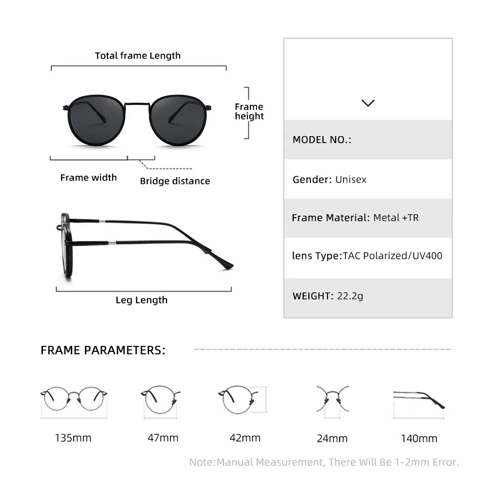 FEISHINI Spring leg Round Sunglasses Men Polarized Punk Goggle Luxury Fashion Sun Glasses Women Vintage Oculos Female Shades