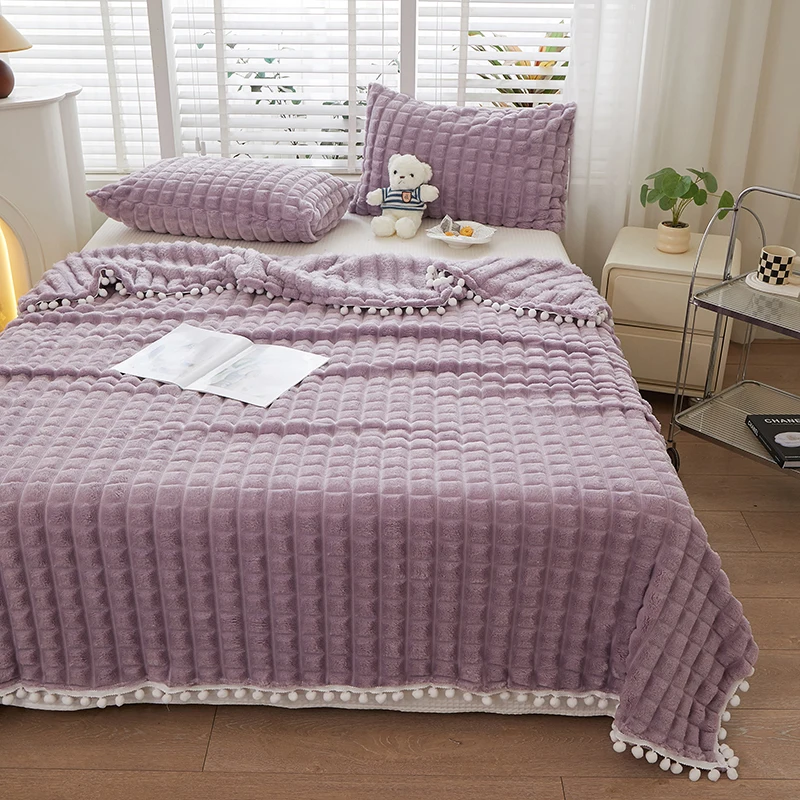 Bonenjoy Coral Fleece Blankets Solid Color Thow Blanket for Beds Flannel Fleece Plaids for Sofa Warm Soft Blankets for Winter