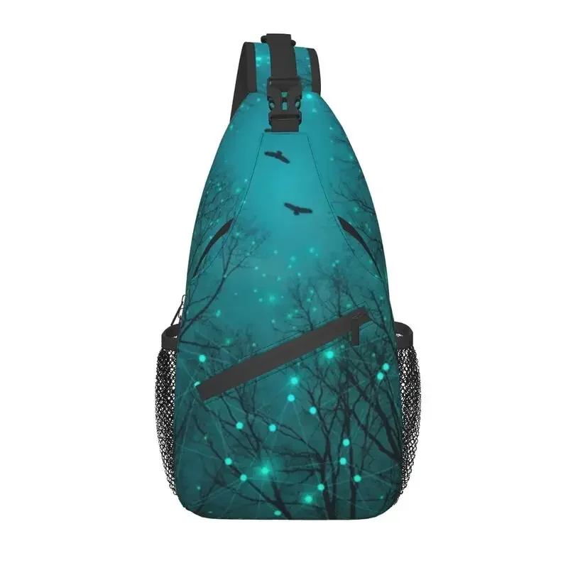 

Forest Galaxy Stars Sling Crossbody Backpack Men Custom Shoulder Chest Bag for Cycling Camping Daypack