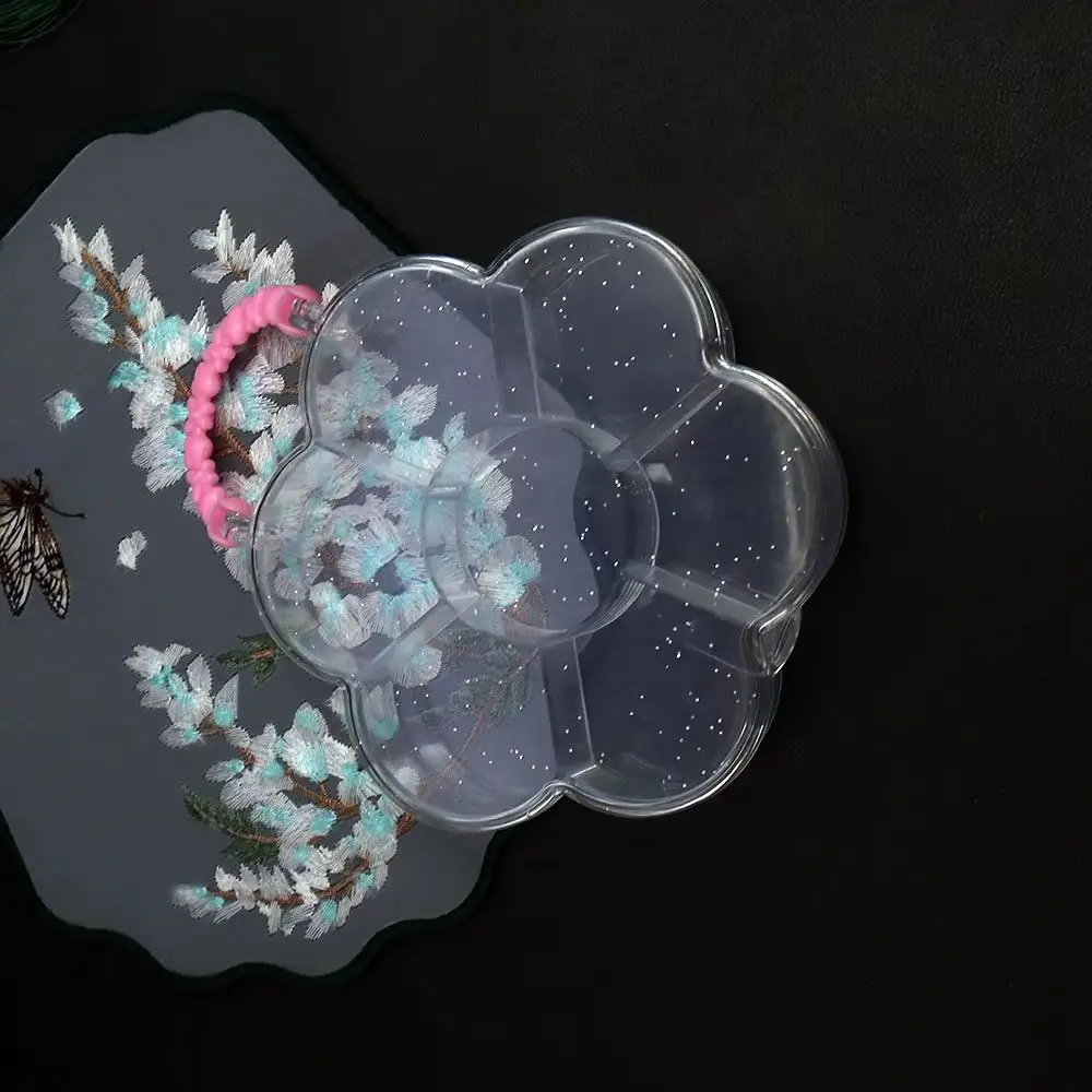 

Flower Shape Plastic Jewelry Packaging Boxes 7 Grids Bead Pendant Ring Storage Tool Pink Handle Children's Handmade Storage Box