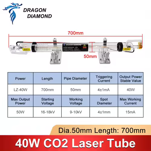 40W Co2 Laser Tube Length 700MM Glass Laser Lamp for Co2  Laser Engraving Cutting Machine K40 Series High Quality - Image 4