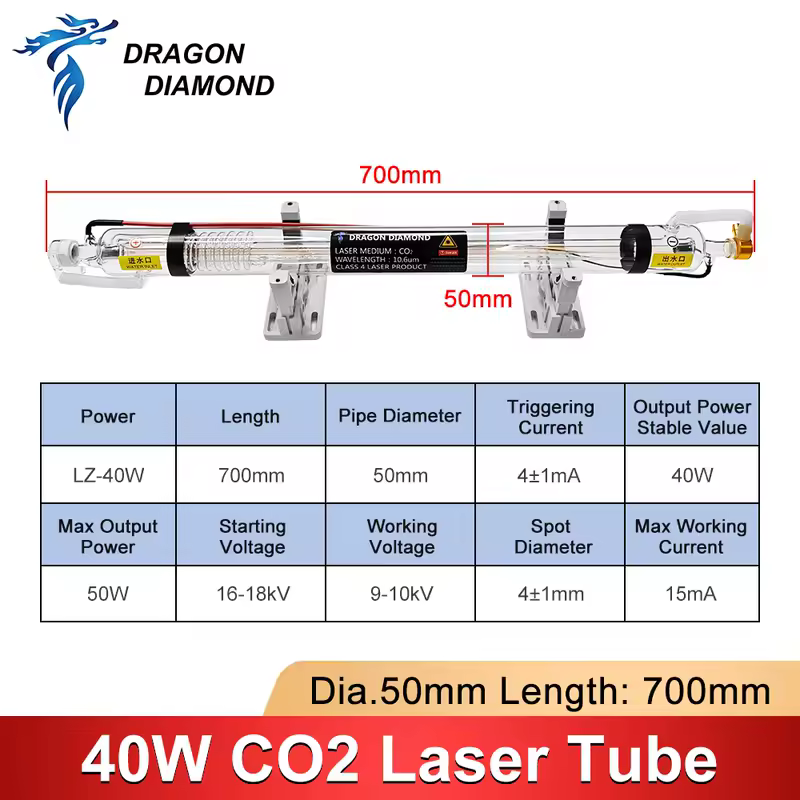 40W Co2 Laser Tube Length 700MM Glass Laser Lamp for Co2  Laser Engraving Cutting Machine K40 Series High Quality - Image 4