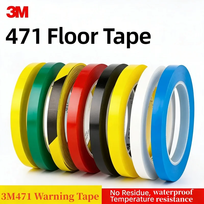 3M 471 Warning Colored Adhesive Tape 5S Floor Marking Tape PVC Wear-resistant Waterproof Traceless Light-blocking Warning Tape