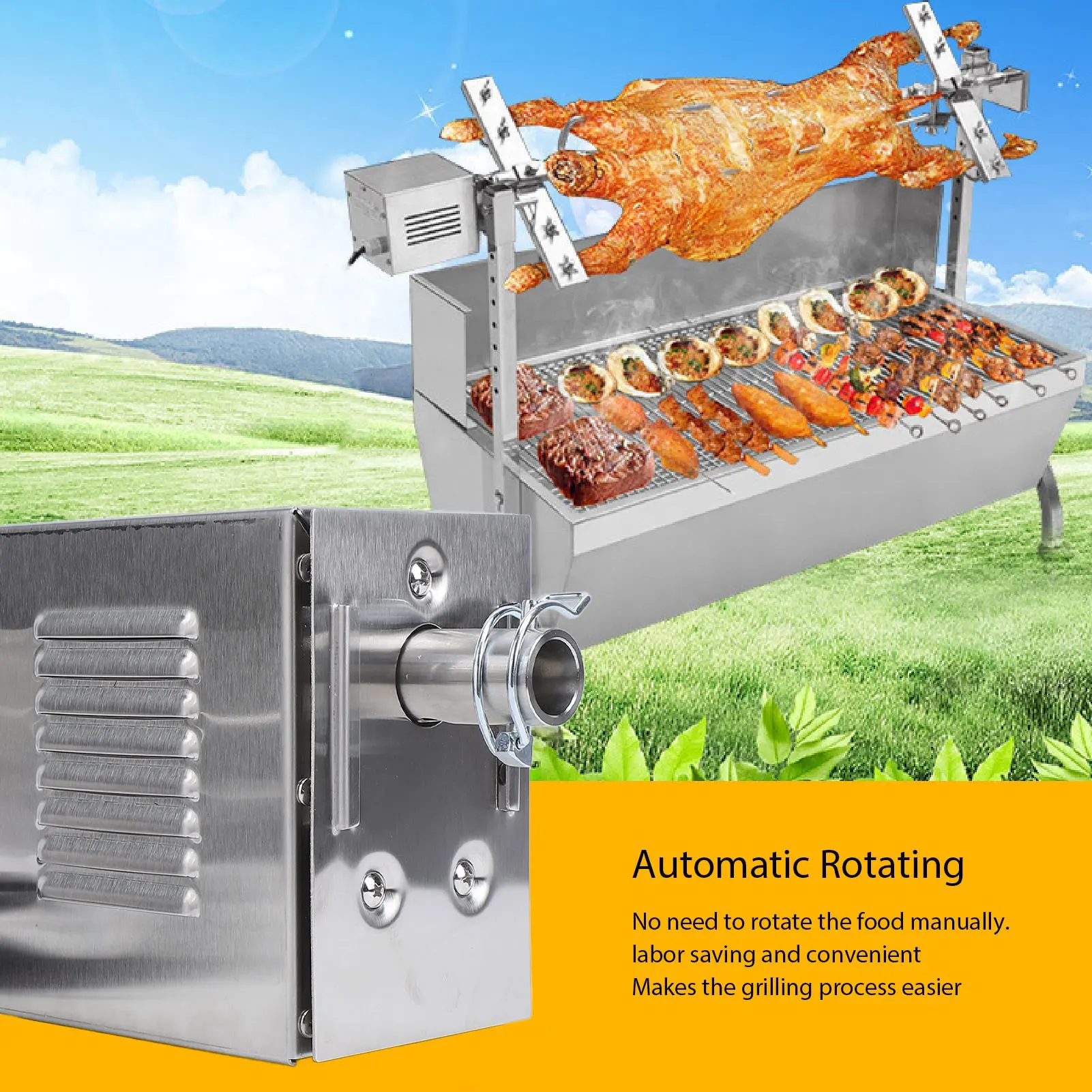 

45W Electric Rotisserie Motor Stainless Steel Barbecue Motor 100KG Load for Pig Goat Chicken Rotisserie Roaster 100‑240V