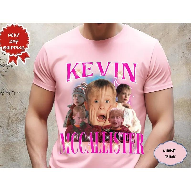 Home Alone Movie Shirt: Kevin McCallister 90s Christmas Graphic Four season popular unisex cotton T-shirt