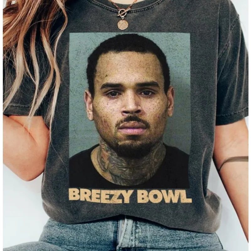 كريس براون بريزي باول XX جولة 2025 تي شيرت ميرش الصيف للجنسين موضة قصيرة الأكمام تي شيرت الشارع الشهير القطن الهيب هوب تي شيرت #2