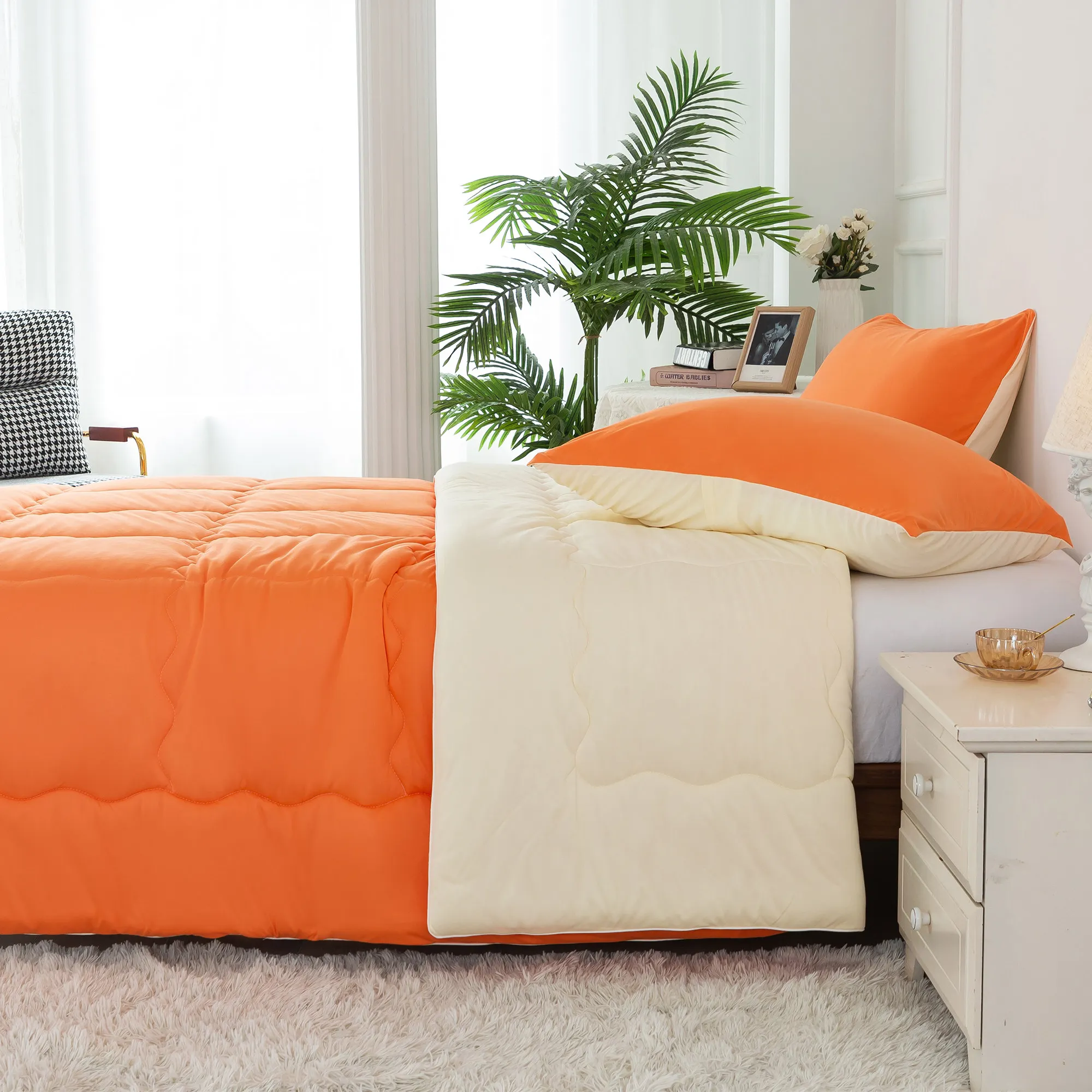 

Lightweight comforter bedding sets,Dual-Sided Reversible Jersey Knit Cotton, Ultra-Soft Cozy Fully Breathable Bedding.