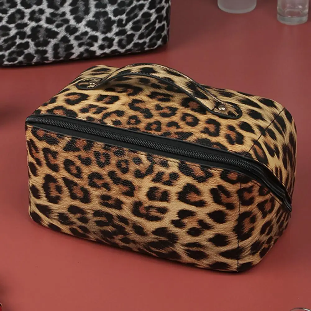 Women Cosmetic Bag High Capacity Dust-proof Waterproof Faux Leather INS Leopard Print Travel Make-up Bag bolsos de maquillaje