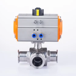 Stainless Steel Tri-clamp Sanitary Pneumatic Three-Way ball Valve for Sanitary Applications