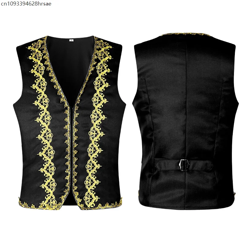 Mannen stijlvol borduurwerk barok steampunk vest jas middeleeuwse Victoriaanse cosplay prins edelman vest Beierse Halloween