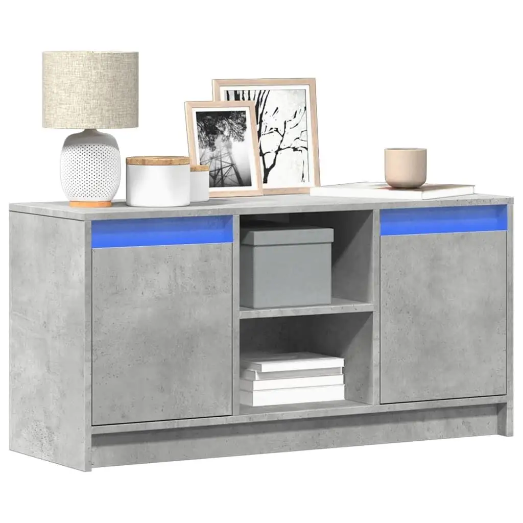 Modern LED TV Cabinet in Concrete Grey - 100x34x50 cm Engineered Wood Storage Unit