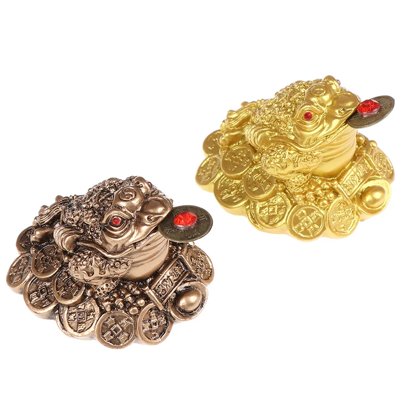 Feng Shui Toad Money LUCKY Fortune Wealth Chinese Golden Frog Toad Coin Tabletop Ornaments Lucky Gifts Car Ornament