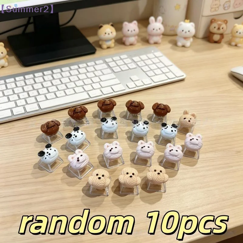 10PCS DIY Creamy Animal Sticker Keycaps, PVC Material, Cute 3D Keycaps, Cross-Shaped Universal Keycap〔Sum2〕
