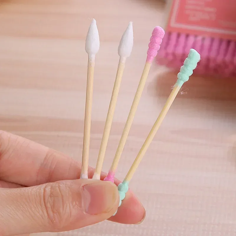 100/200pcs/Box Bamboo Baby Cotton Swab Wood Sticks Soft Cotton Buds Cleaning of Ears Tampons Cotonete Pampons Health Beauty