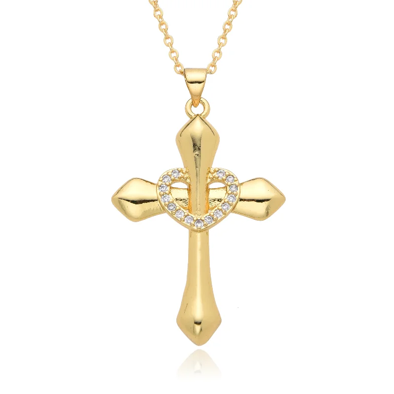 

Love Zircon Cross Pendant 18K Gold Necklace Design Sense Valentine's Day Gift