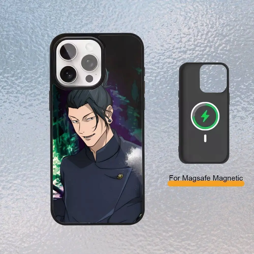 Suguru Jujutsu Kaisen J-JJK جراب هاتف آيفون Magsafe المغناطيسي 17,16,15,14,13,12,11 غطاء شحن لاسلكي
