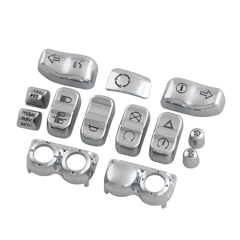 Motorcycle 13PCS Hand Control Switch Housing Button Cap Kits Chrome For Harley Touring Electra Glide Road King FLHTCU 2014 -2020