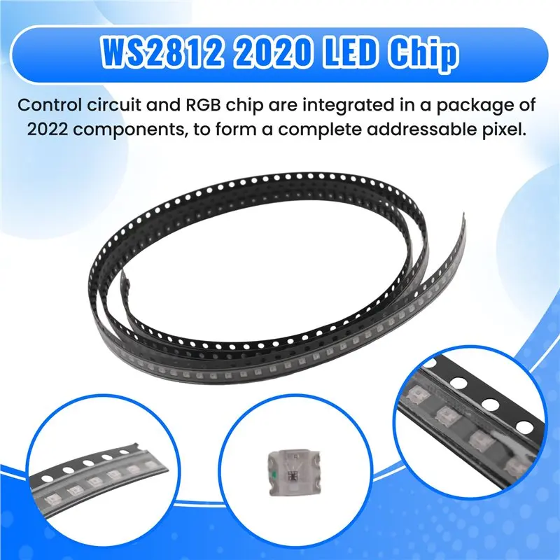 [NEW A09R!】 200Pcs WS2812 2020 LED Chip 4Pins Mini White PCB Addressable Digital RGB Full Color LED Chip DC5V For LED Strip Scre