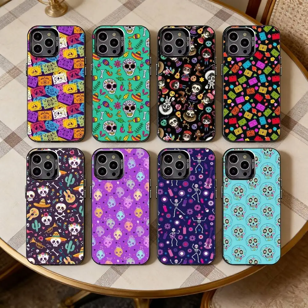 

Day of the D-Dead pattern Black Candy silver phone case Phone Case For iPhone17,16,15,14,13,12,11 Plus,Pro Max