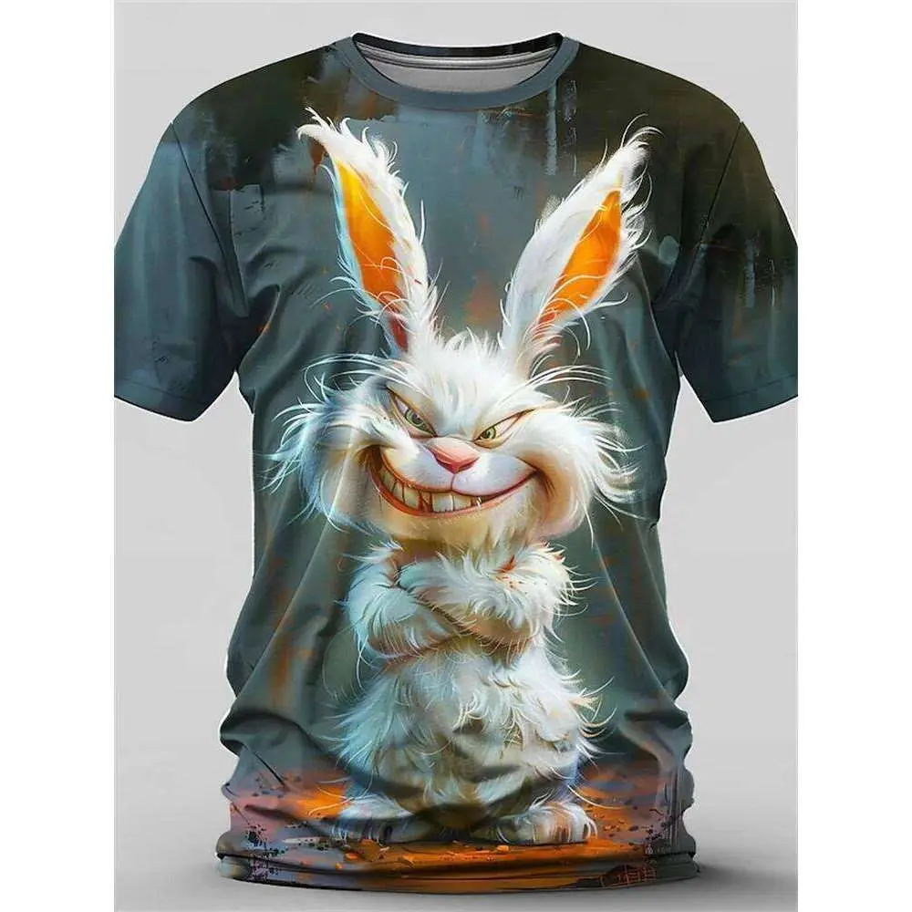 Fun Vivid Cartoon Animal 3D Print Men Crew Neck Short Sleeve Casual Tee