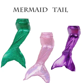 Mermaid Cosplay Swimsuit para crianças, biquíni de praia, Little Girl Mermaid Tail Props