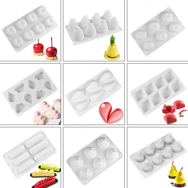 Fruit Silicone Bolo Molde Coração Geometria Chocolate Ice Cube Biscuit Jelly Mould DIY Cloud Moon Pudim Baking Set Presentes de aniversário