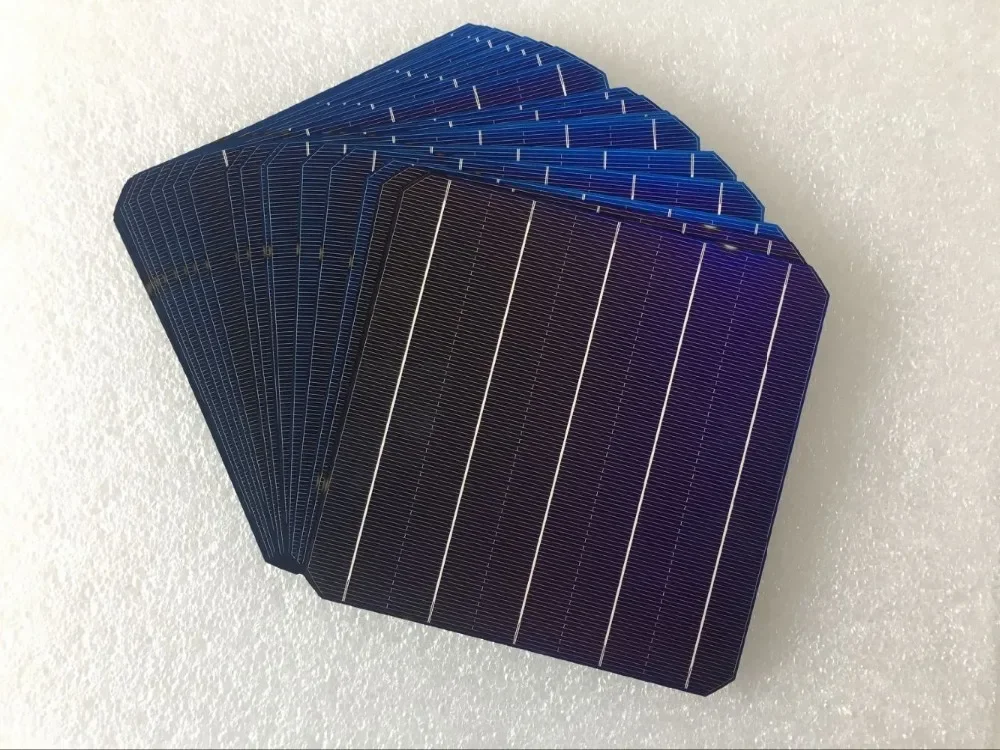 10Pcs 5W 156.75 * 156.75MM Photovoltaic Mono Solar Panel Cell 6x6 Grade A High Efficiency For DIY Monocrystalline Silicon Panel