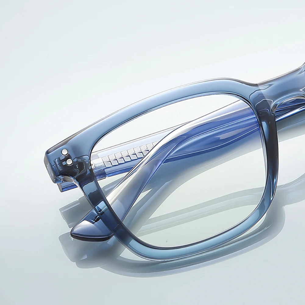 Peekaboo classic big glasses frame for men clear lens TR90 square glasses anti blue light male retro acetate transparent blue