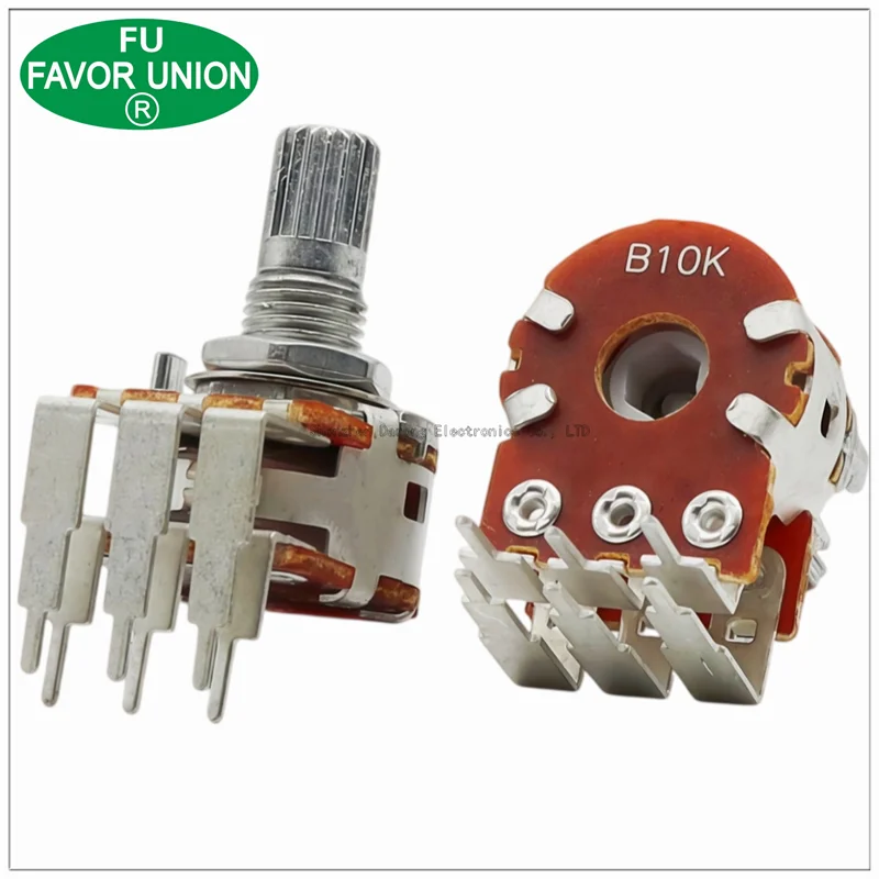 Taiwan-made Puyao B10K audio power amplifier with volume control potentiometer, double-row, six-turn, 15mm shaft