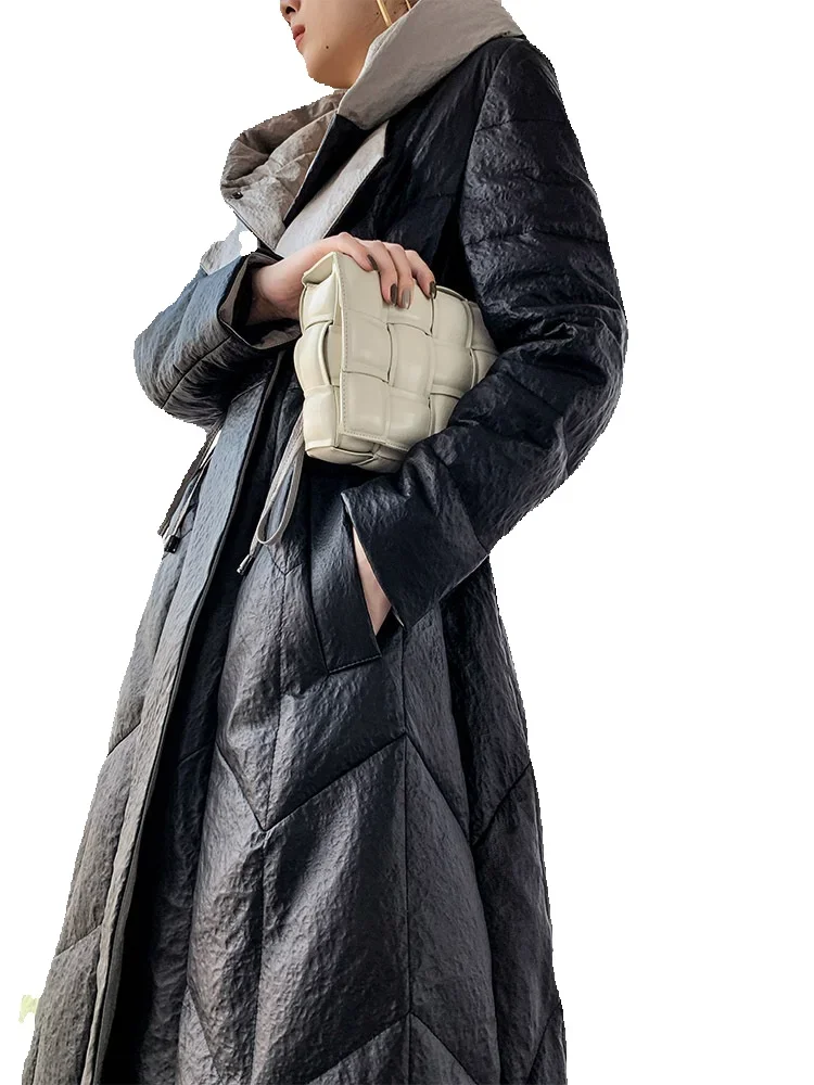 Genuine Leather Down Women's New Long Leather Sheepskin Fashionable And Stylish Slim Fit Jacket