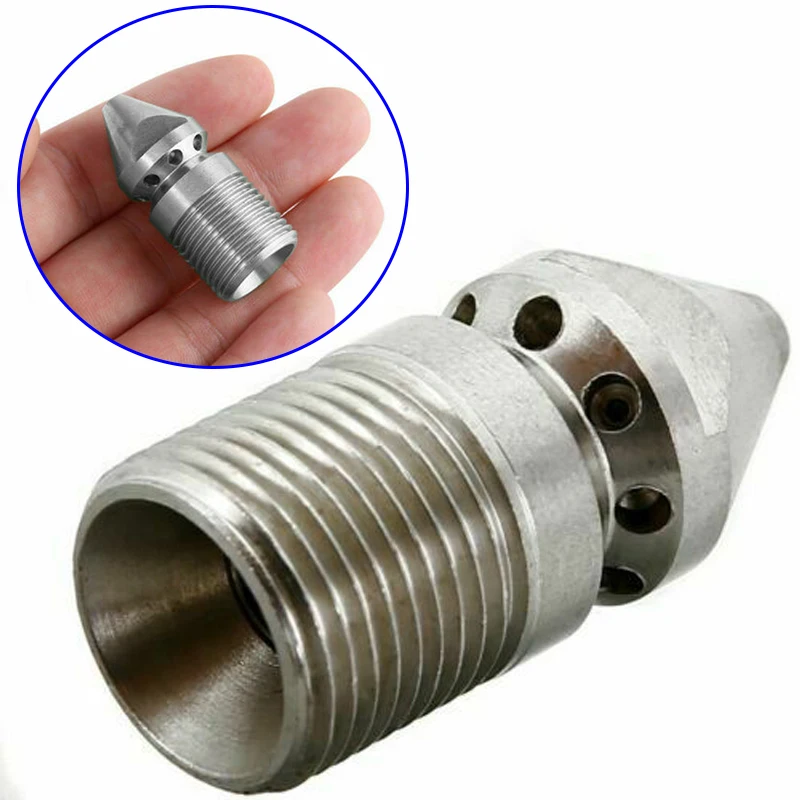

High Strength Stainless Steel 303 Drain Sewer Cleaning Jetter Nozzle with 9 Jets 3/8 Inch Male for Tough Cleaning Tasks