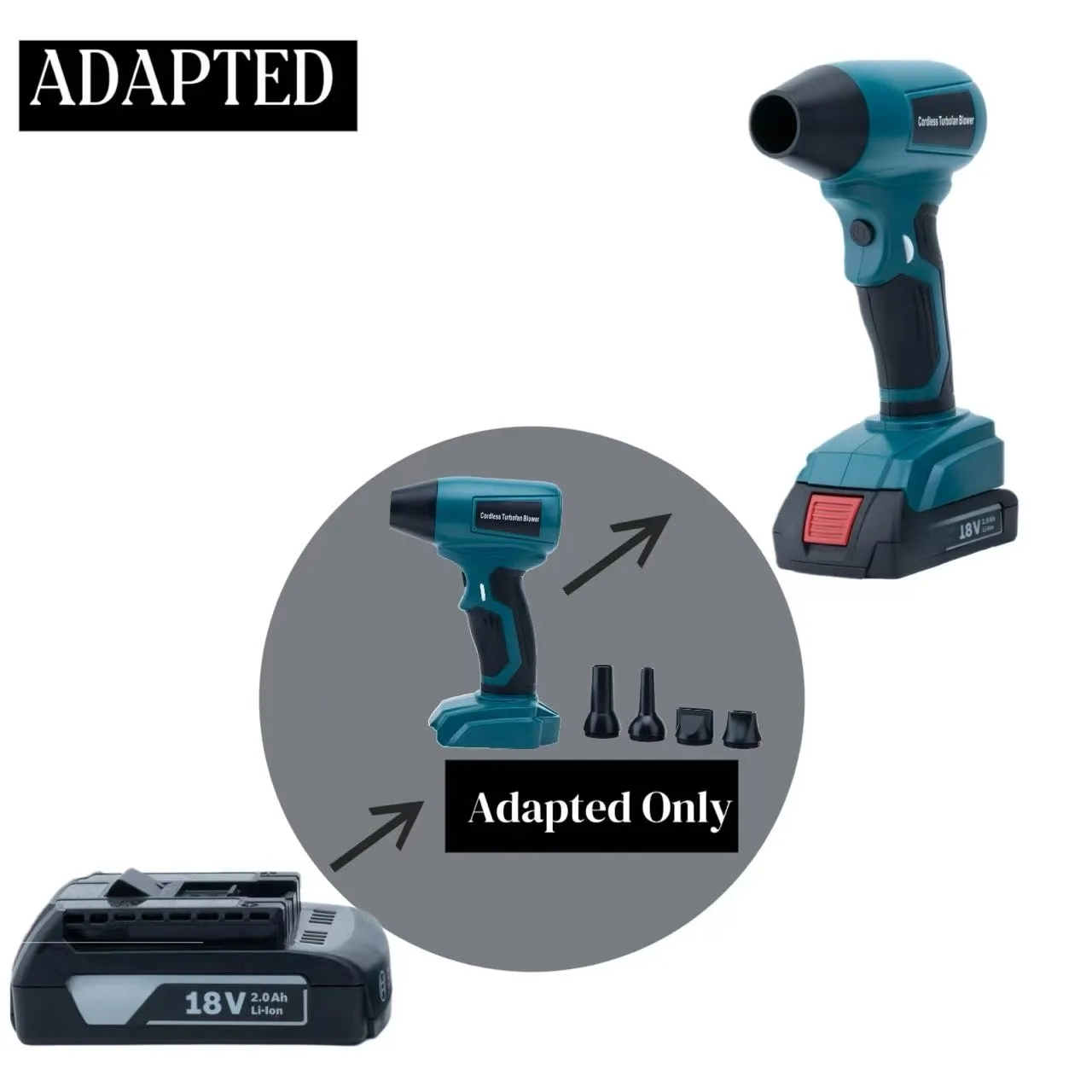 

Беспроводной портативный фен для кемпинга на открытом воздухе и чистки в помещении для Dewalt, Makita, Bosch, аккумулятора Milwaukee