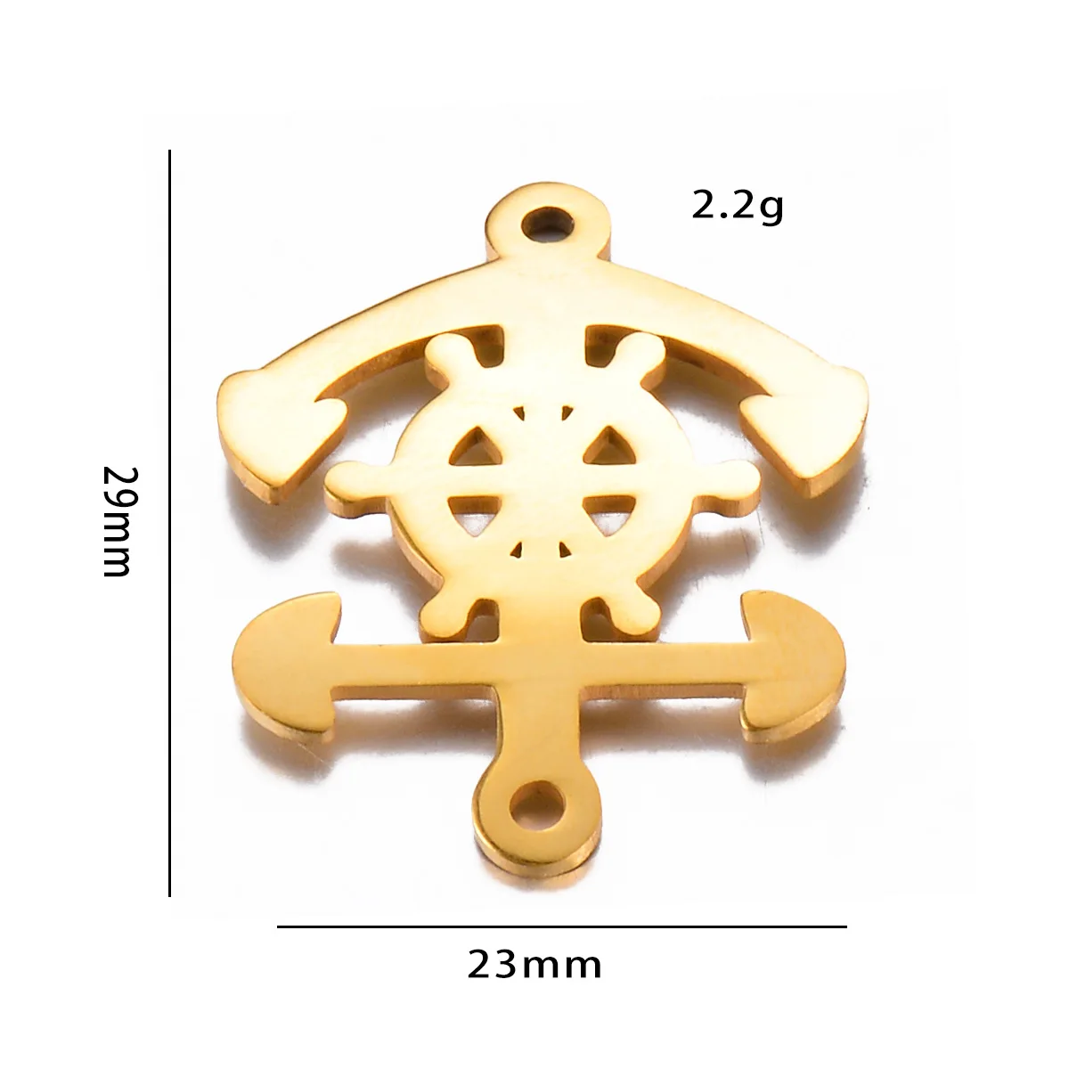 2 Stück/Set Edelstahl Hamsa-Hand-, Anker- und Ruder-Verbindungsstück Charm für DIY Schmuckherstellung, Armband, Handgemachte Geschenke – Detail 2