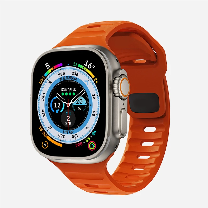 Ремешок силиконовый для Apple Watch Band 9 8 7 41 мм 45 мм ultra 2 49 мм 44 мм 40 мм 38 42 мм