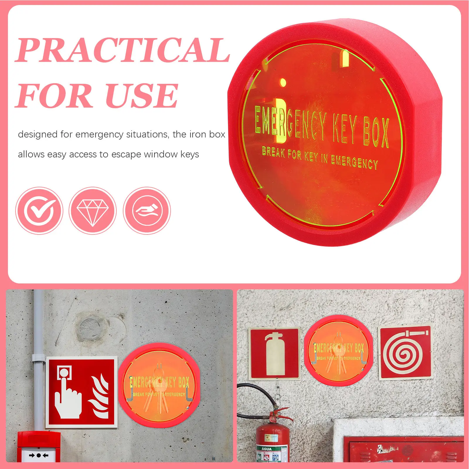 1Set Emergency Key Lock Box Wall Mounted Door Window Security Lockbox for Apartment Room Storage Door Lock Box